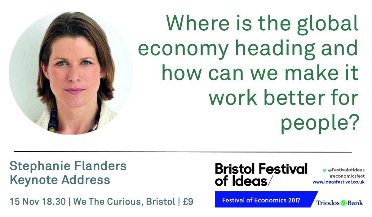 Where is the global economy heading? Full house for @FestivalofIdeas #economicsfest keynote in #Bristol, sponsored by @triodosuk https://t.co/vU5Gf3uhDD